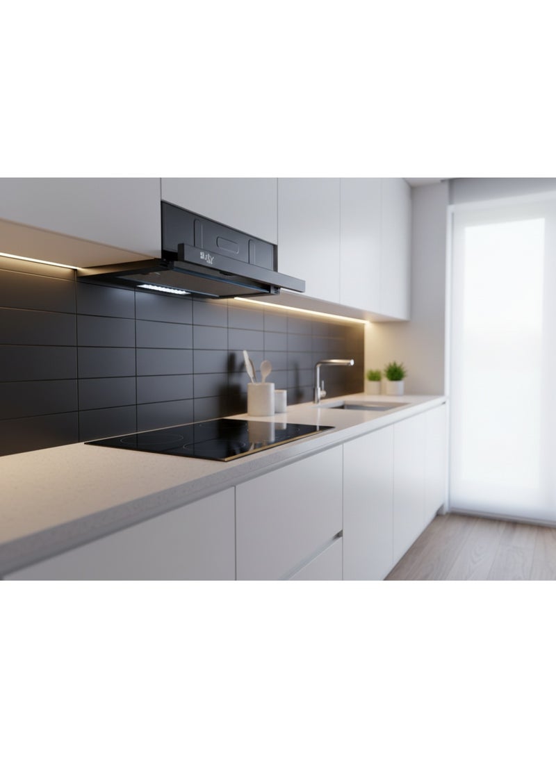 Purity Cooker Hood,  60cm,  650 m³/h Suction Power, Aluminum & Carbon Filters, LED Lighting, 3 Speeds, Made in Turkey, HIDDEN BL 60CM - Image 4